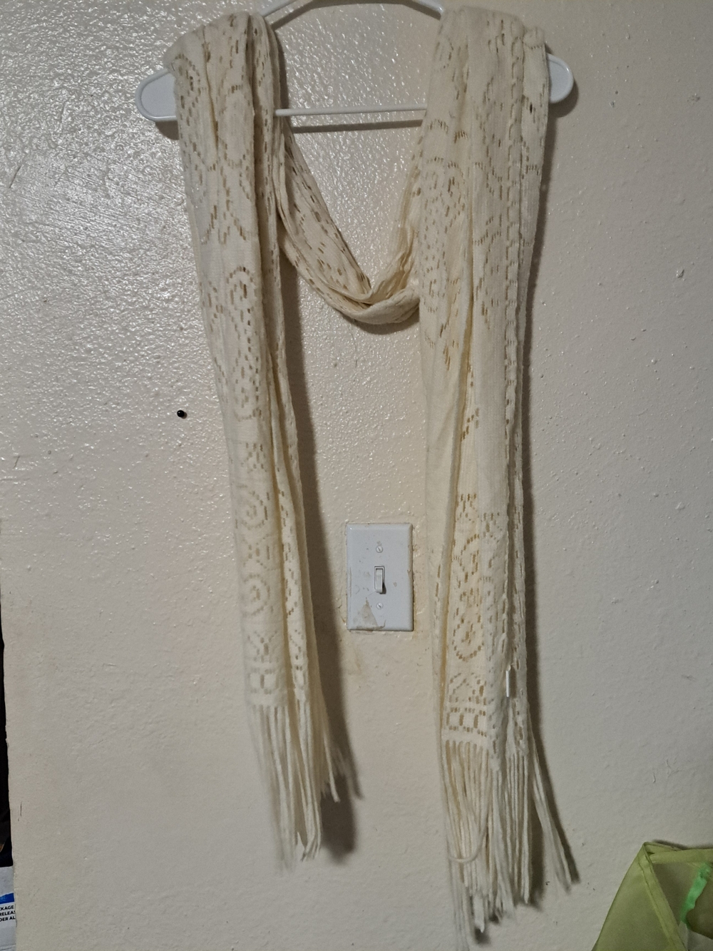 Cream Crochet Fringe Scarf - Unbranded